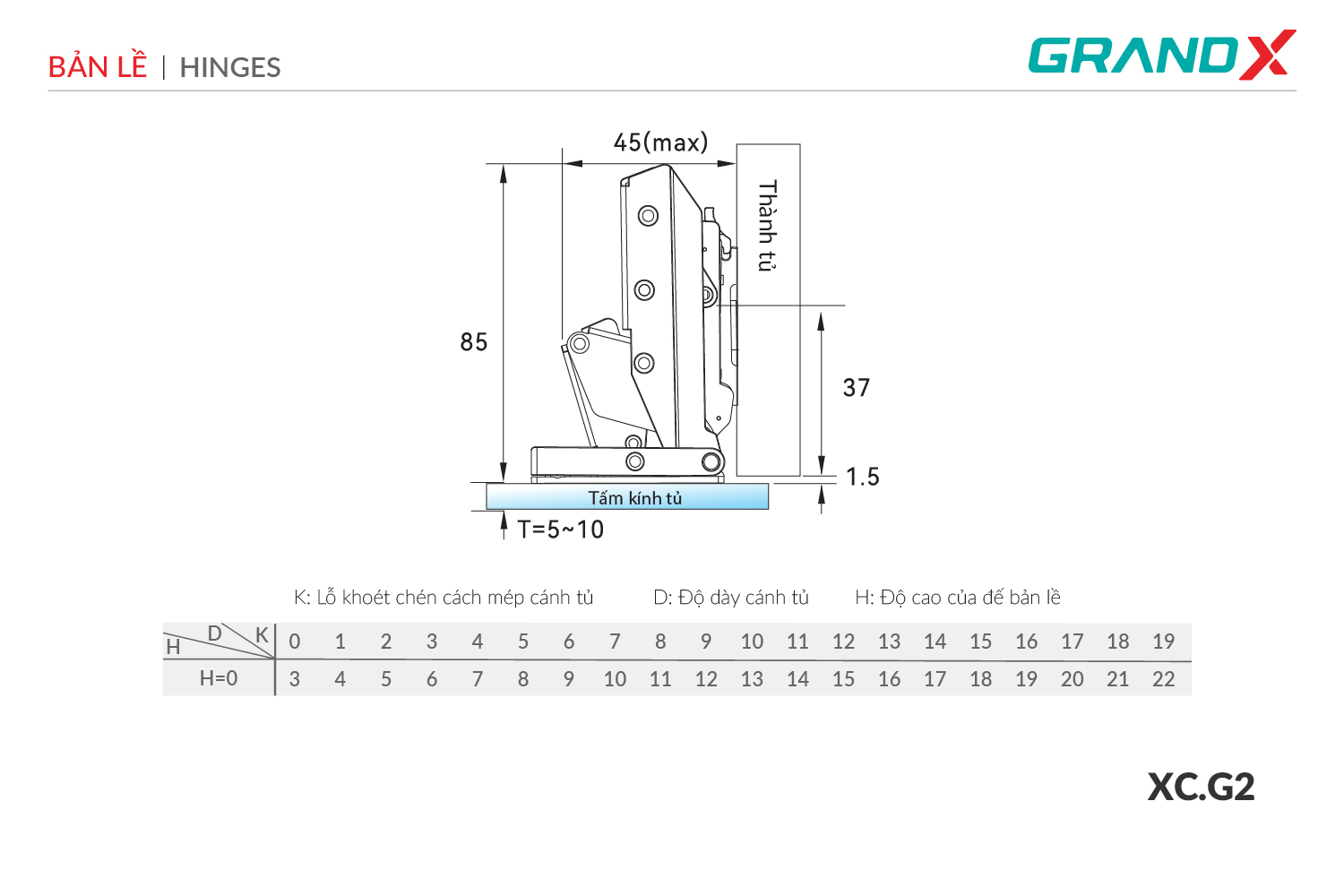 Bản lề Capella kính cao cấp GrandX XC.G2 ảnh 2