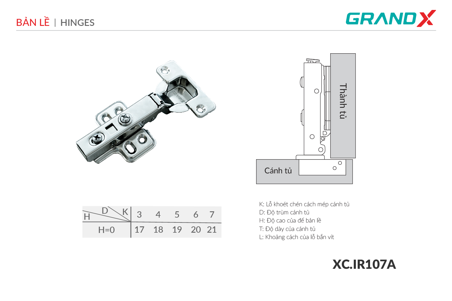 Bản lề Capella thép GrandX XC.IR107A ảnh 2
