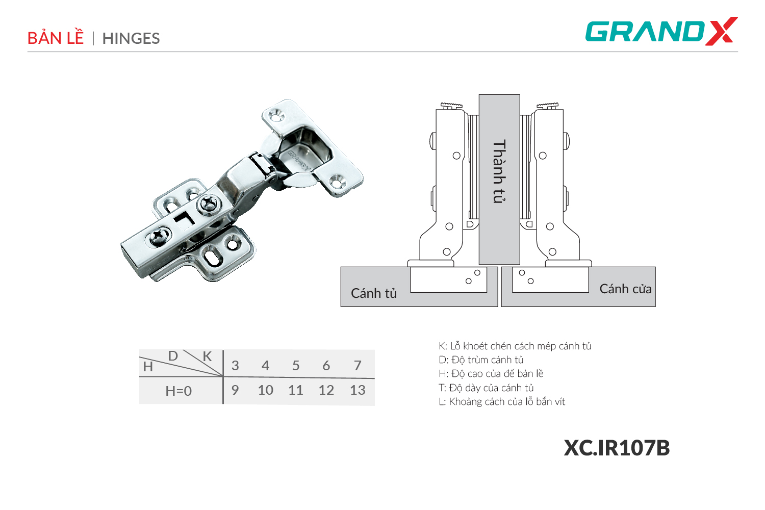 Bản lề Capella thép GrandX XC.IR107B ảnh 2
