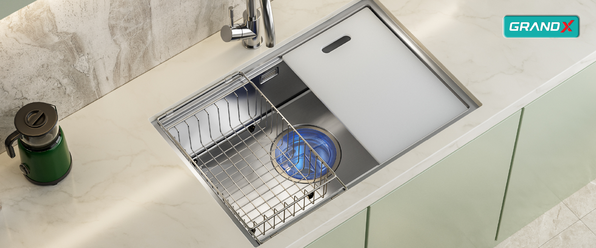 Chậu rửa bát GrandX GX7046S smooth – hình 3