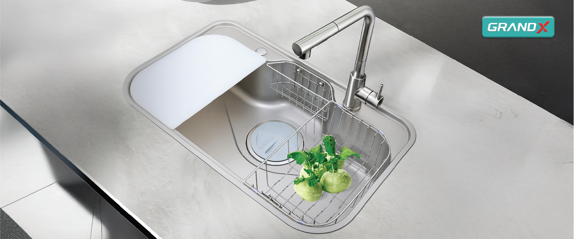 Chậu rửa bát GrandX GX7848JP hikari – hình 3