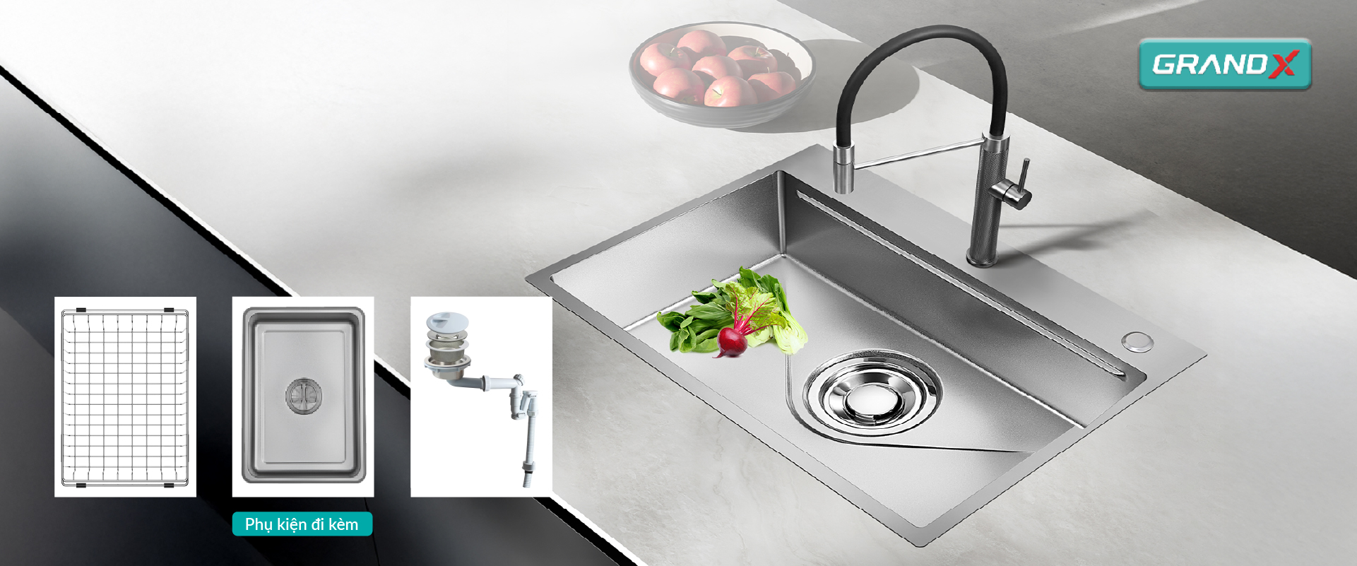 Chậu rửa bát GrandX GX7850J hikari – hình 3