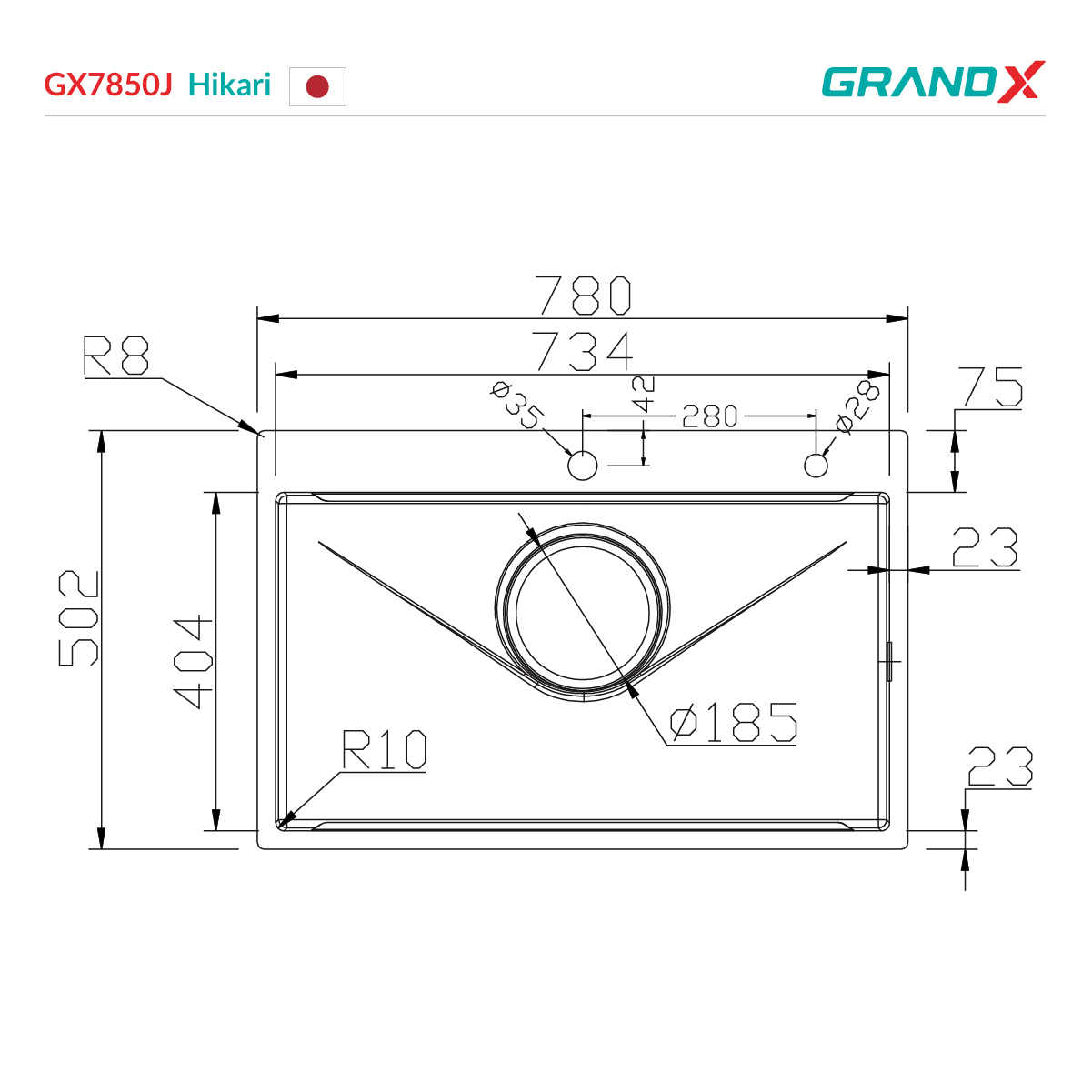 Chậu rửa bát GrandX GX7850J hikari – hình 4