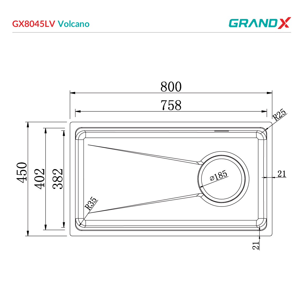 Đánh giá Chậu rửa bát GrandX GX8045LV volcano