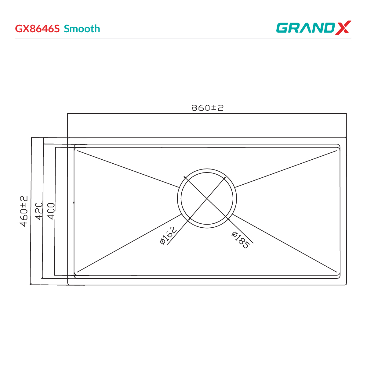 Chậu rửa bát GrandX GX8646S smooth – hình 3