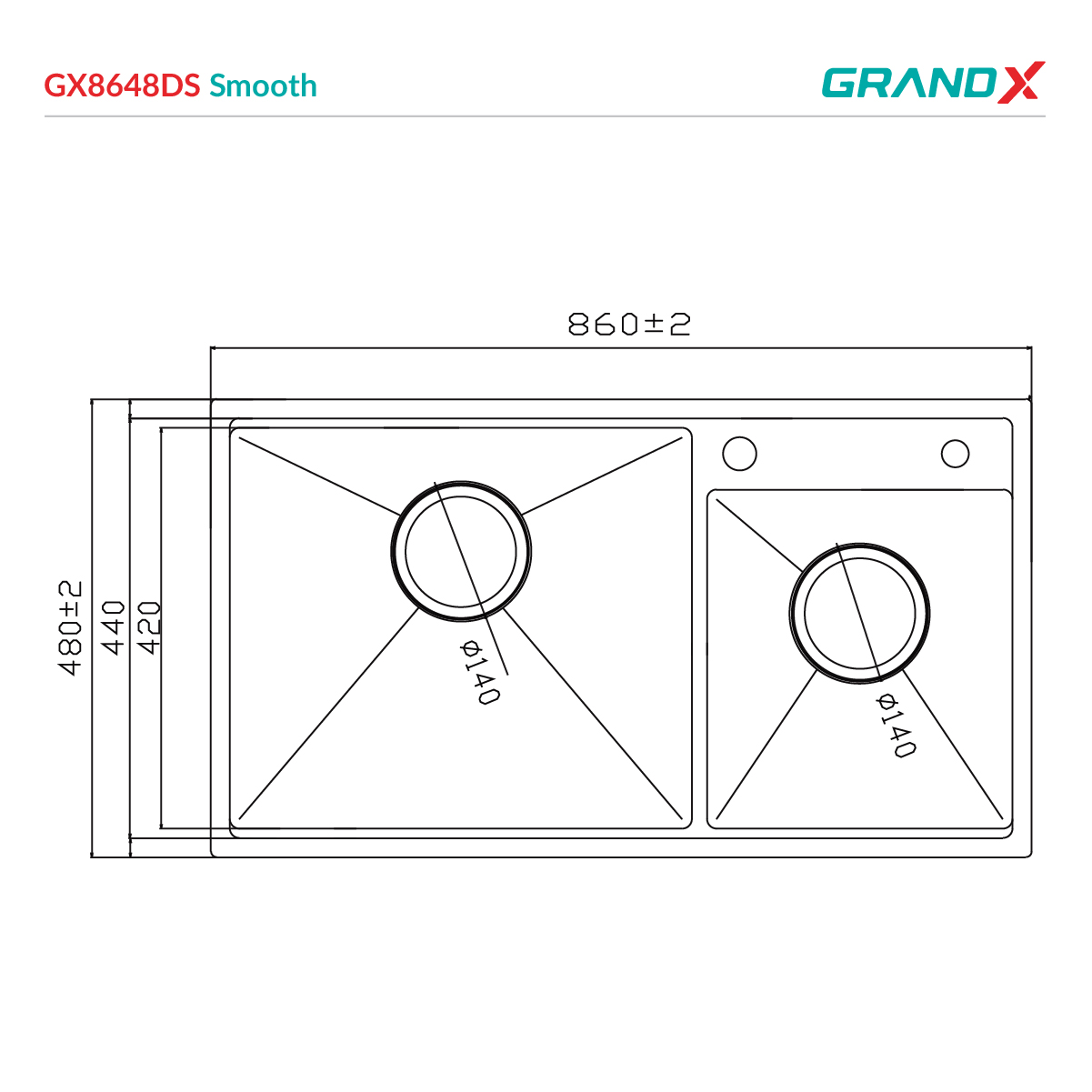Chậu rửa bát GrandX GX8648DS smooth ảnh 8