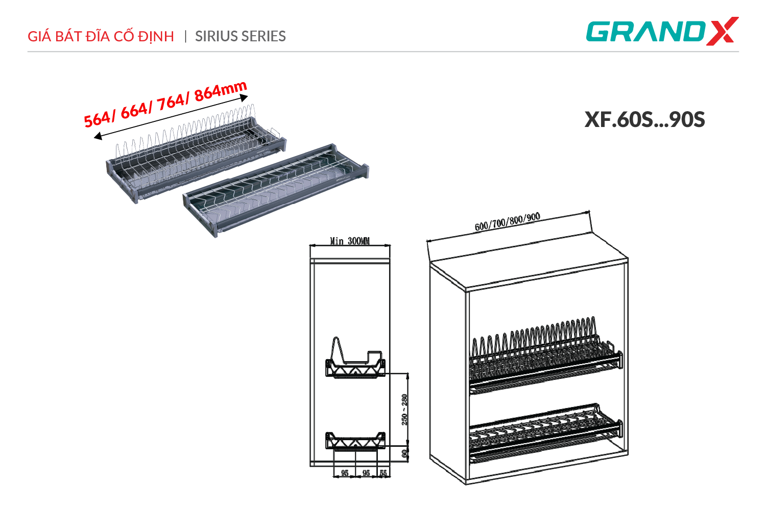 Giá bát đĩa cố định GrandX XF.80S – hình 4