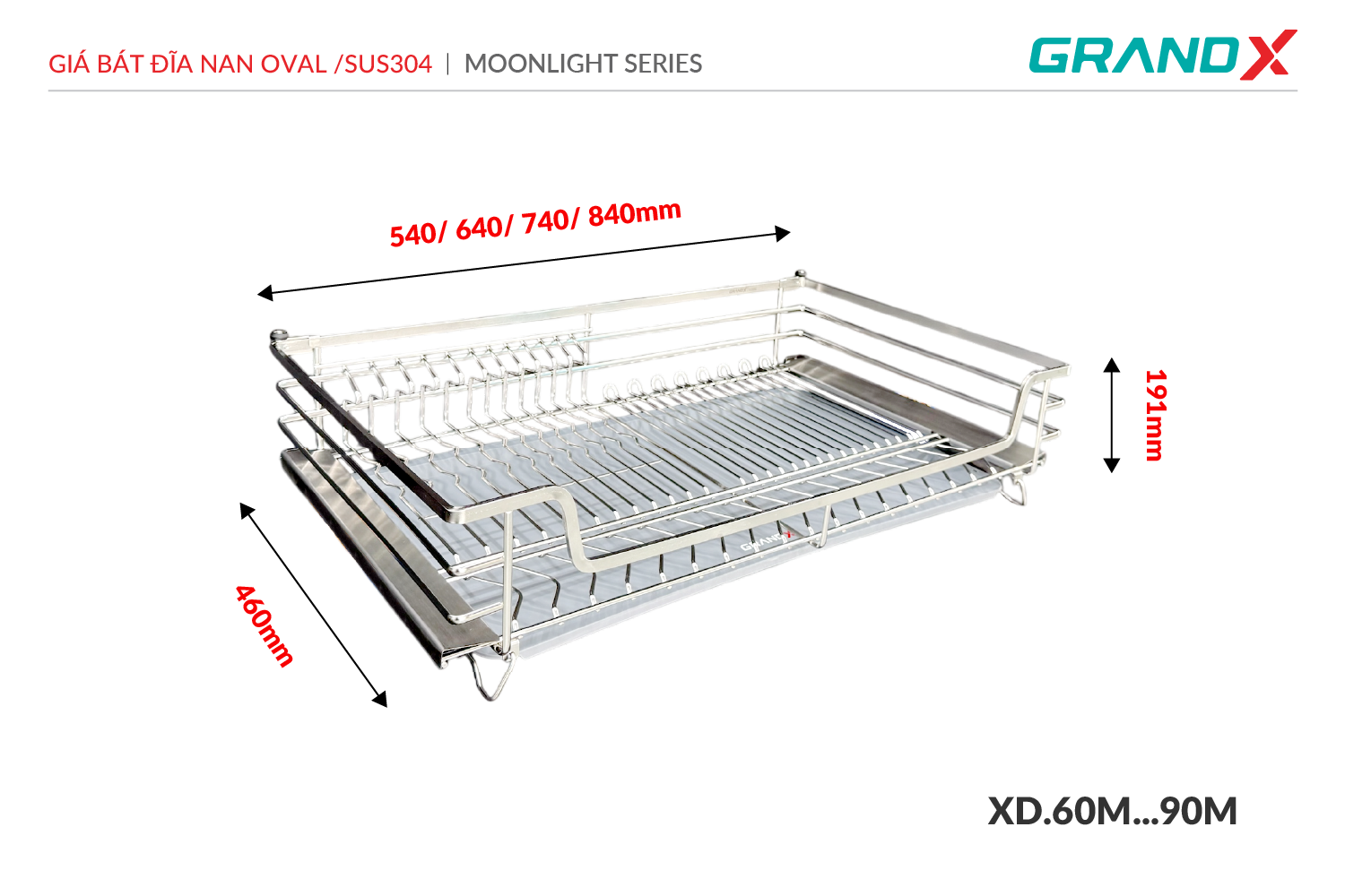 Giá bát đĩa nan Oval GrandX XD.60M – hình 3