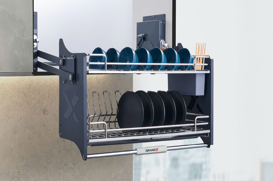 Giá bát đĩa nâng hạ nan Oval SUS304 GrandX XL.90M / XL.90M1 ảnh 3