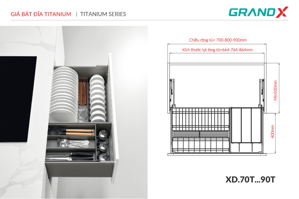 Giá bát đĩa Titanium GrandX XD.90T – hình 3