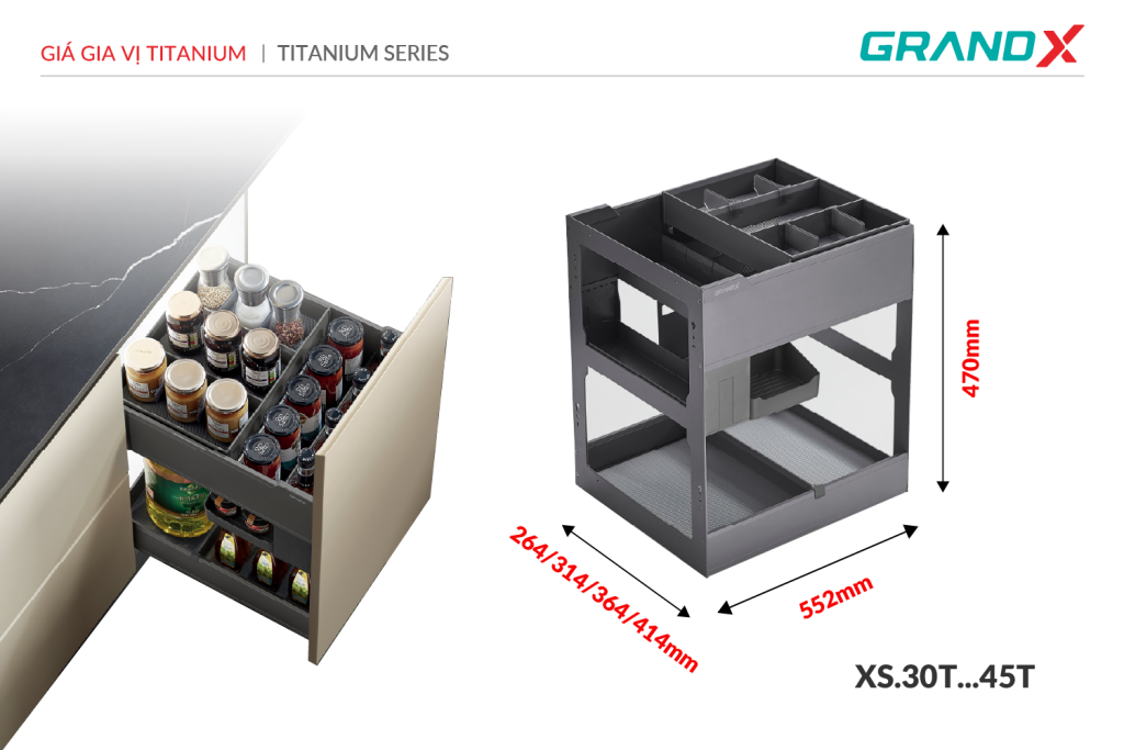 Giá gia vị Titanium GrandX XS.35T – hình 3
