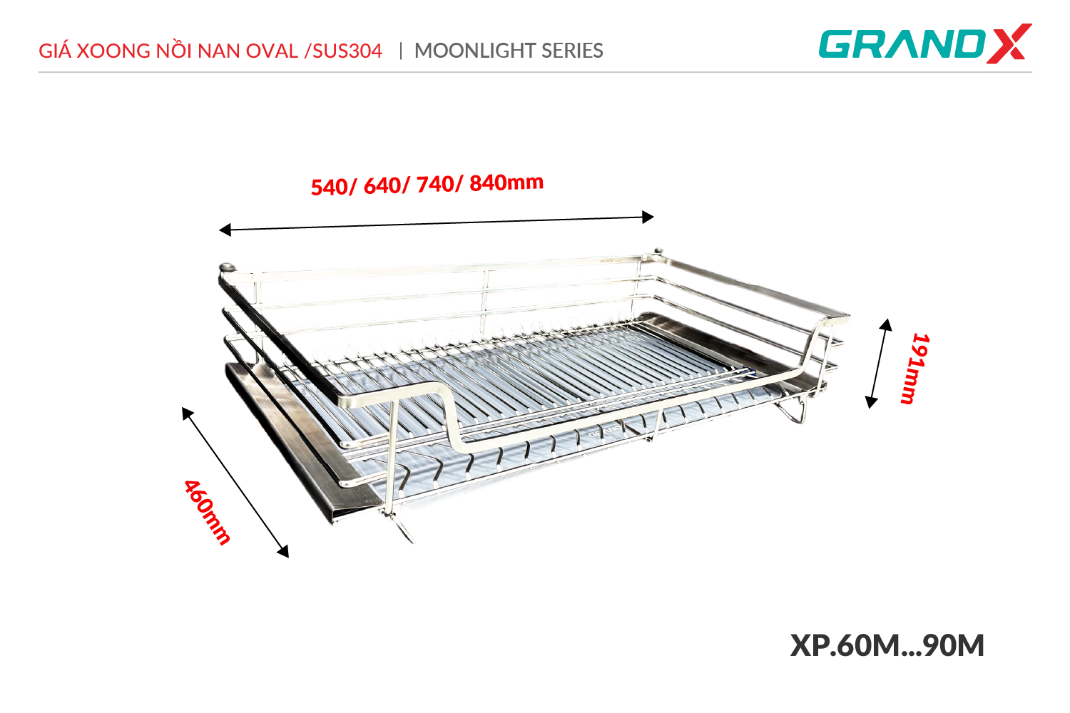 Giá xoong nồi nan GrandX OVAL/SUS304 XP.90M – hình 3