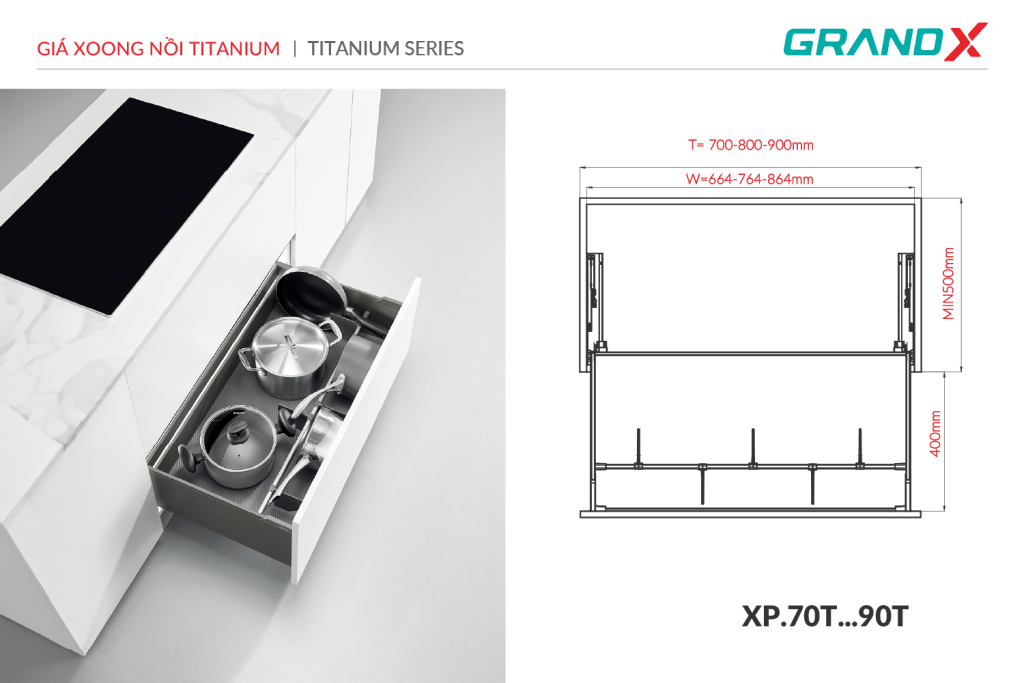 Giá xoong nồi Titanium GrandX XP.90T – hình 3