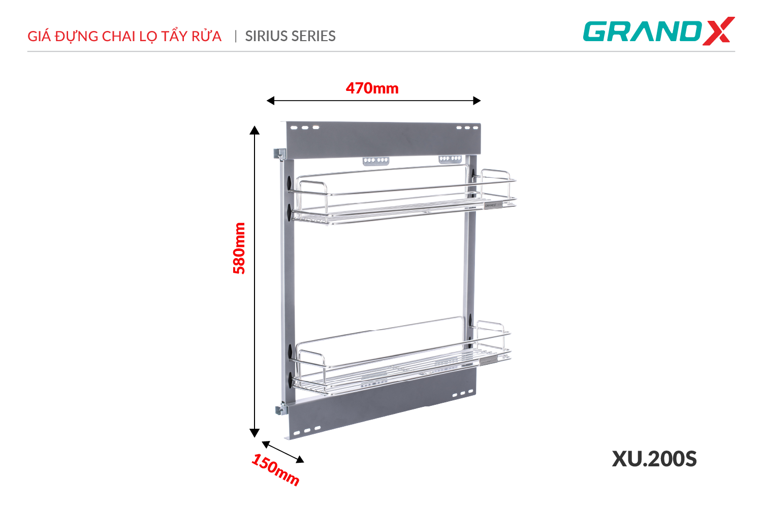 Kệ đựng chai lọ tẩy rửa GrandX XU.200S ảnh 4
