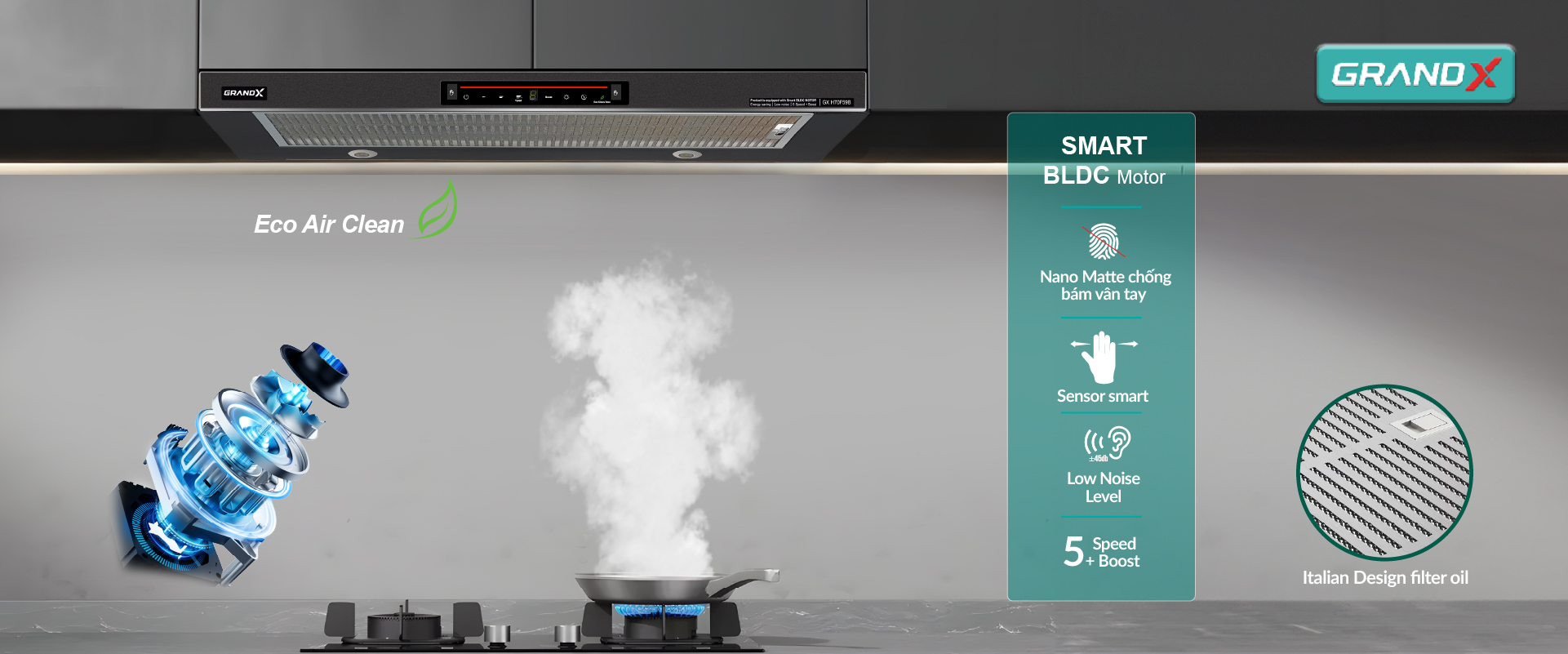 Đánh giá Máy hút mùi GrandX GX H70F59B