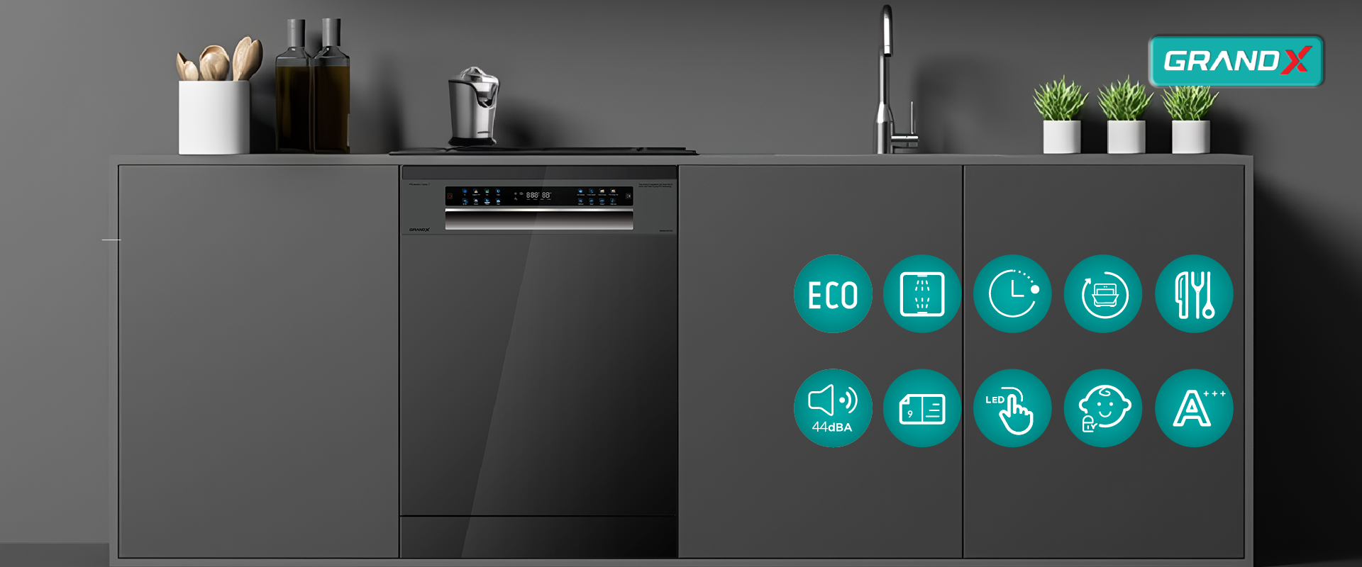 Máy rửa bát GrandX SMS8GX87G – hình 3