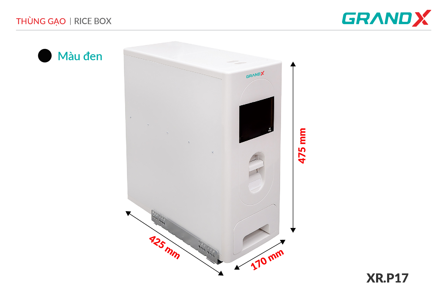 Thùng gạo âm tủ cánh mở GrandX XR.P17-1 ảnh 2