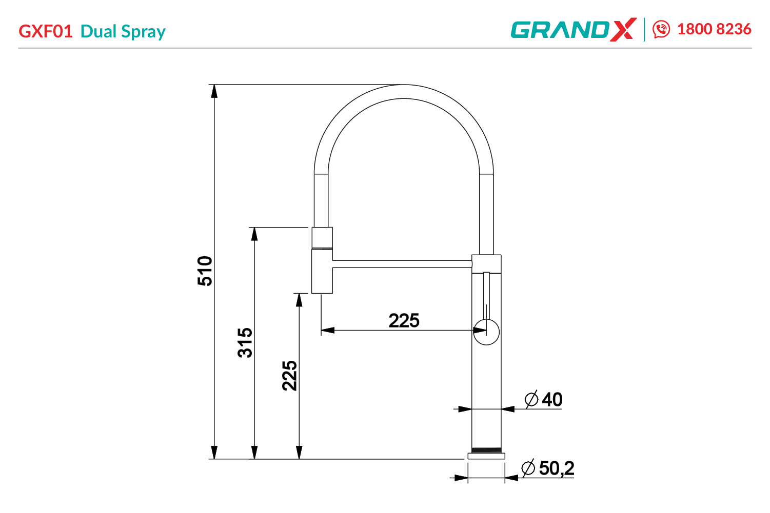 Vòi rửa bát dây rút GrandX GXF01 dual spray ảnh 8