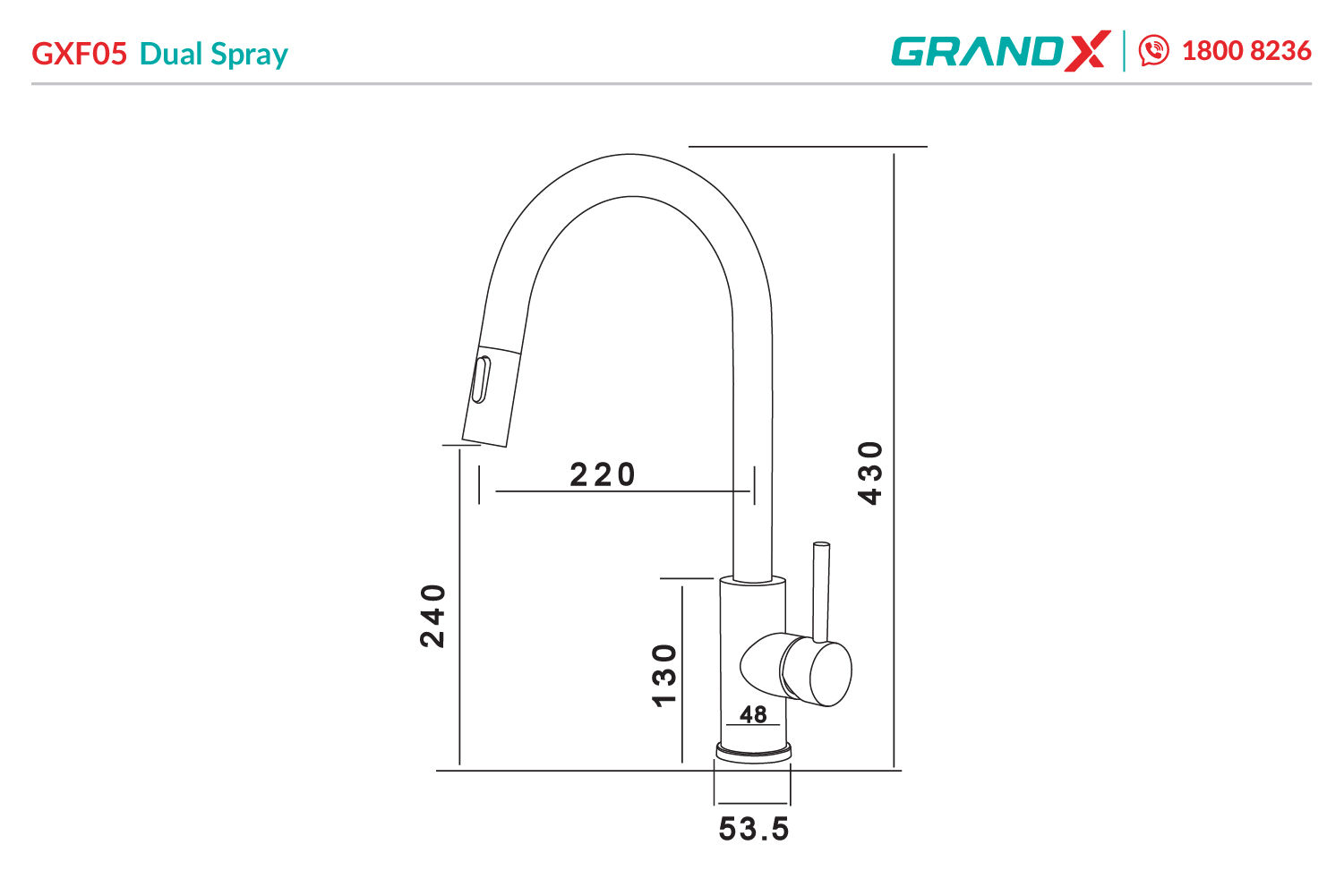 Vòi rửa bát dây rút GrandX GXF05 dual spray ảnh 7