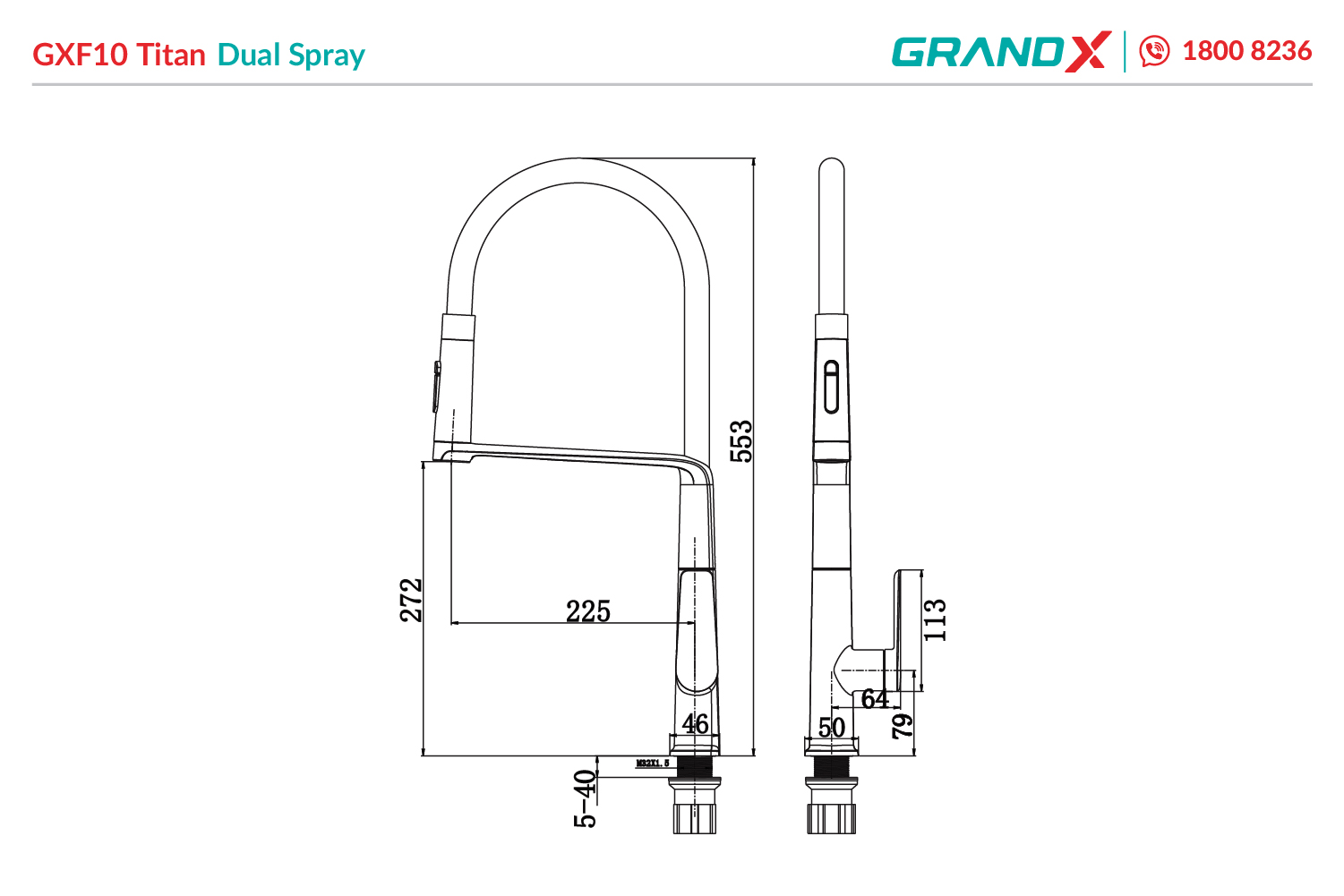 Đánh giá Vòi rửa bát GrandX GXF10 Titan dual spray